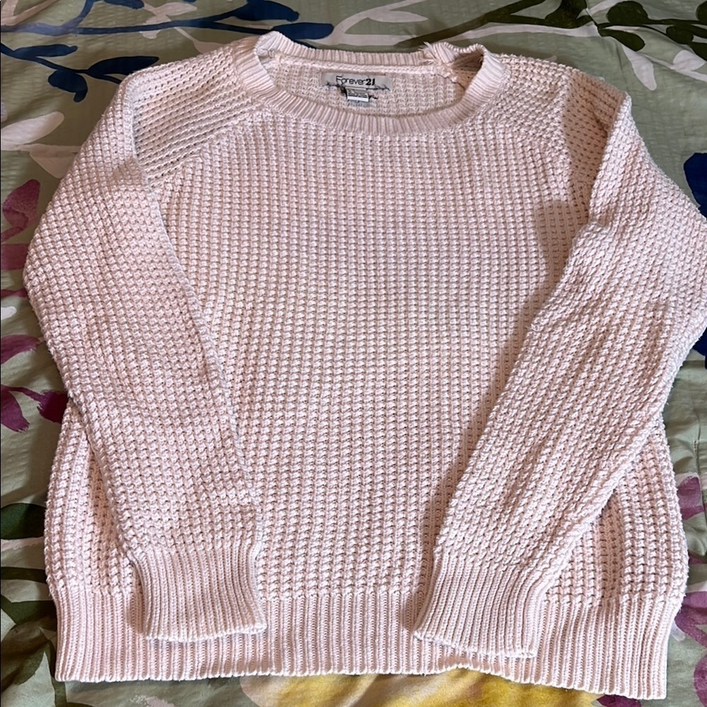 Vanilla white knit cotton blend sweater